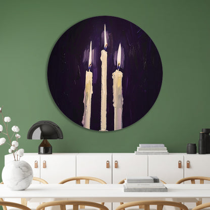 Abstract surrealistisch schilderij van drie kaarsen forex muurcirkel