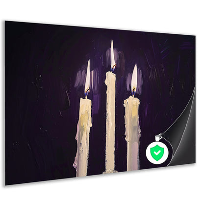 Abstract surrealistisch schilderij van drie kaarsen poster