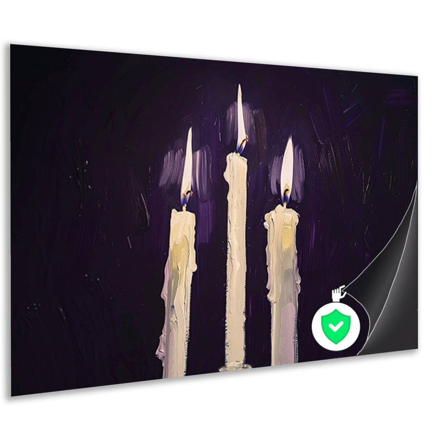 Abstract surrealistisch schilderij van drie kaarsen poster