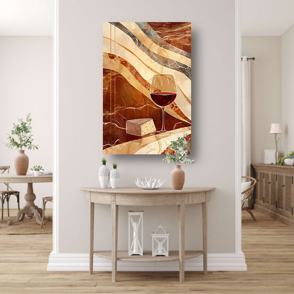 Abstracte kunst van wijn en kaas acrylglas