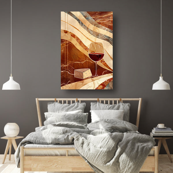 Abstracte kunst van wijn en kaas acrylglas