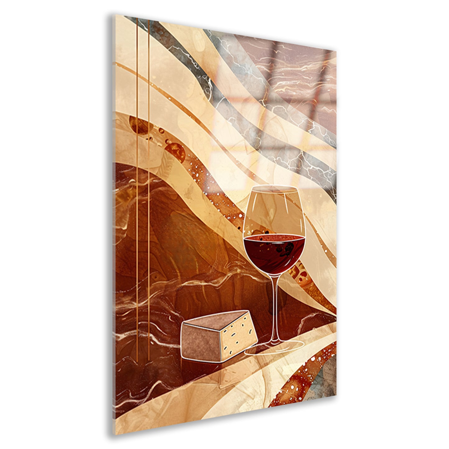 Abstracte kunst van wijn en kaas acrylglas