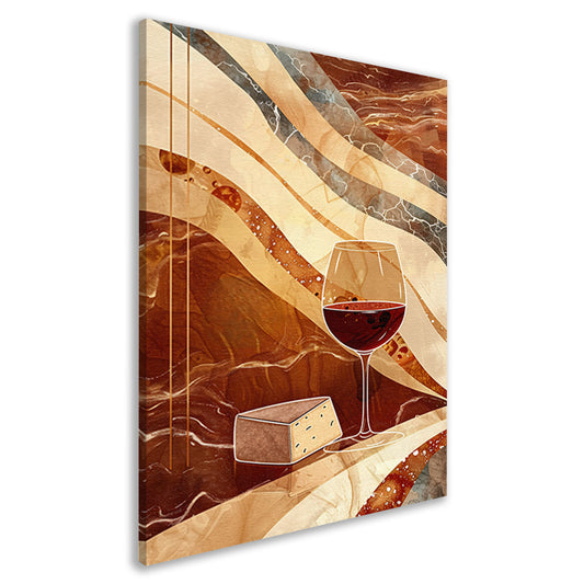 Abstracte kunst van wijn en kaas canvas