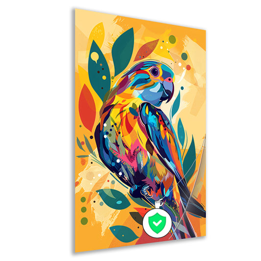 Abstract Papegaai in Kleurrijk Jungle poster
