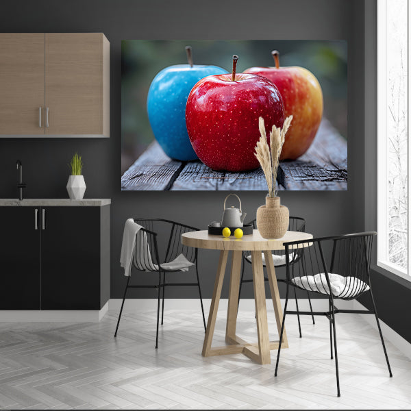 Drie Appels op Houten Tafel canvas