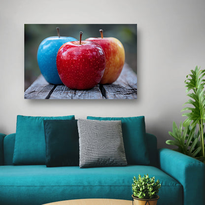 Drie Appels op Houten Tafel canvas