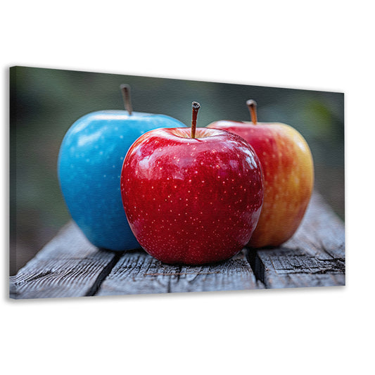 Drie Appels op Houten Tafel canvas