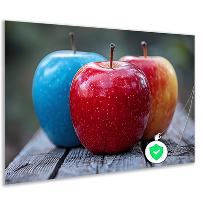 Drie Appels op Houten Tafel poster