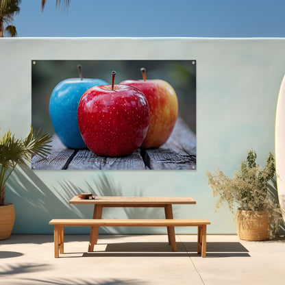 Drie Appels op Houten Tafel tuinposter