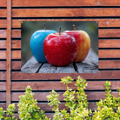 Drie Appels op Houten Tafel tuinposter