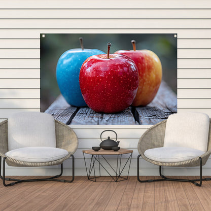 Drie Appels op Houten Tafel tuinposter