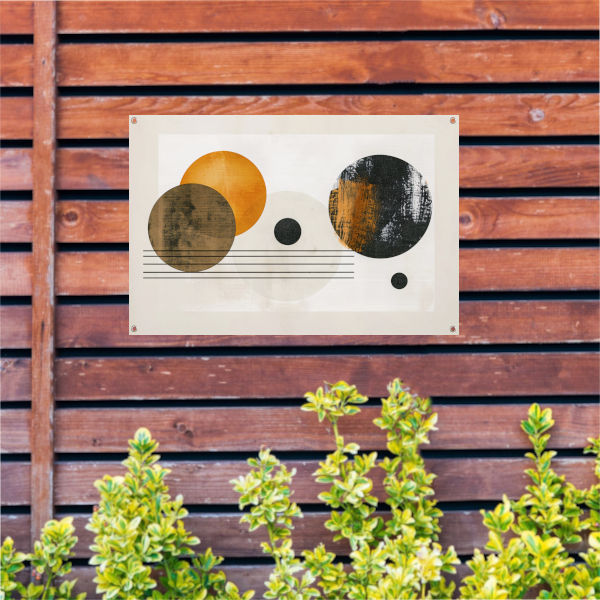 Overlappende Cirkels en Strakke Lijnen Kunstwerk tuinposter