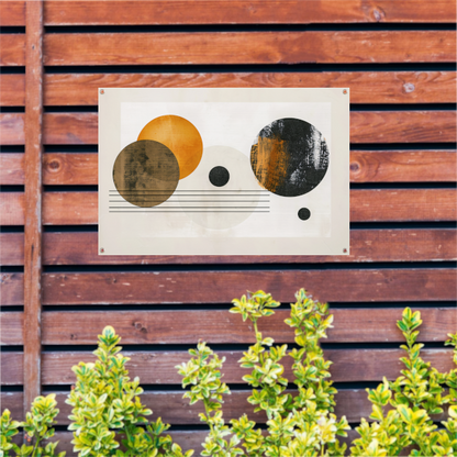 Overlappende Cirkels en Strakke Lijnen Kunstwerk tuinposter