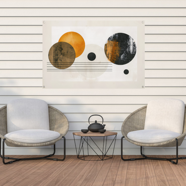 Overlappende Cirkels en Strakke Lijnen Kunstwerk tuinposter