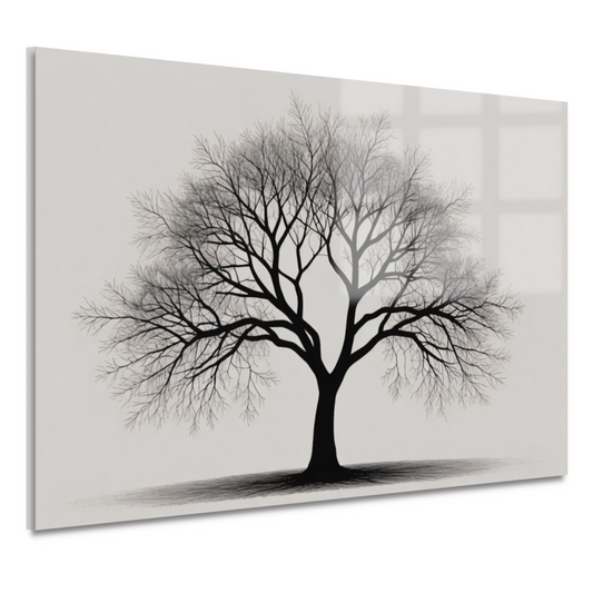 Boom Silhouet in Zwart-Wit Schaduw acrylglas