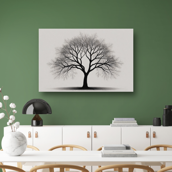 Boom Silhouet in Zwart-Wit Schaduw poster