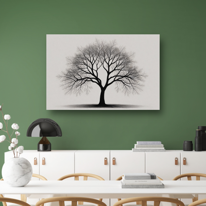 Boom Silhouet in Zwart-Wit Schaduw poster