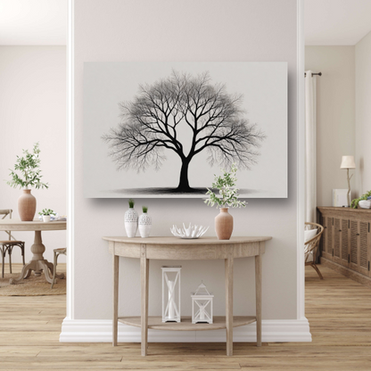 Boom Silhouet in Zwart-Wit Schaduw poster