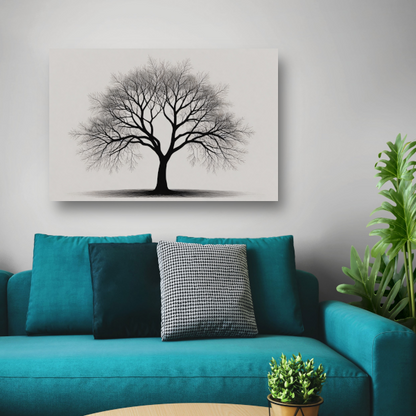 Boom Silhouet in Zwart-Wit Schaduw poster
