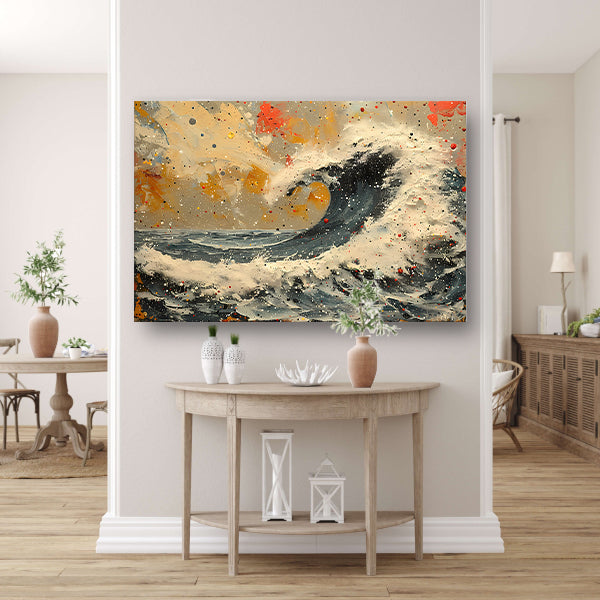 Impressionistische Zeegezicht canvas met baklijst