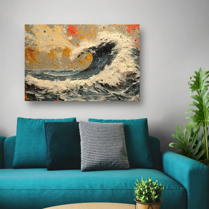 Impressionistische Zeegezicht canvas met baklijst
