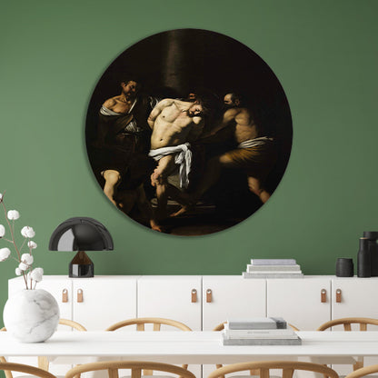De geseling van Christus - Caravaggio aluminium muurcirkel