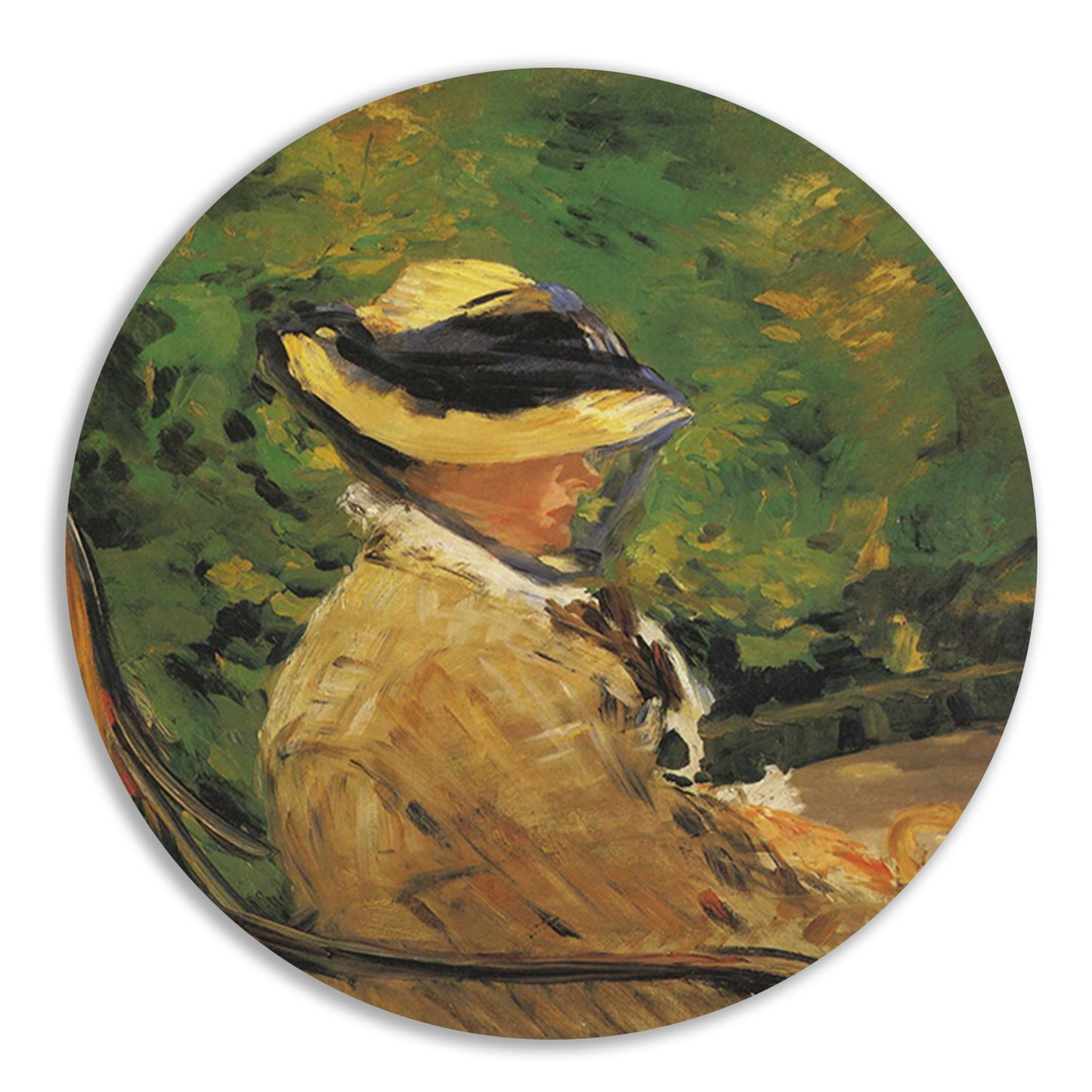 Mevrouw Édouard Manet in de Bellevue-tuin - Édouard Manet aluminium muurcirkel