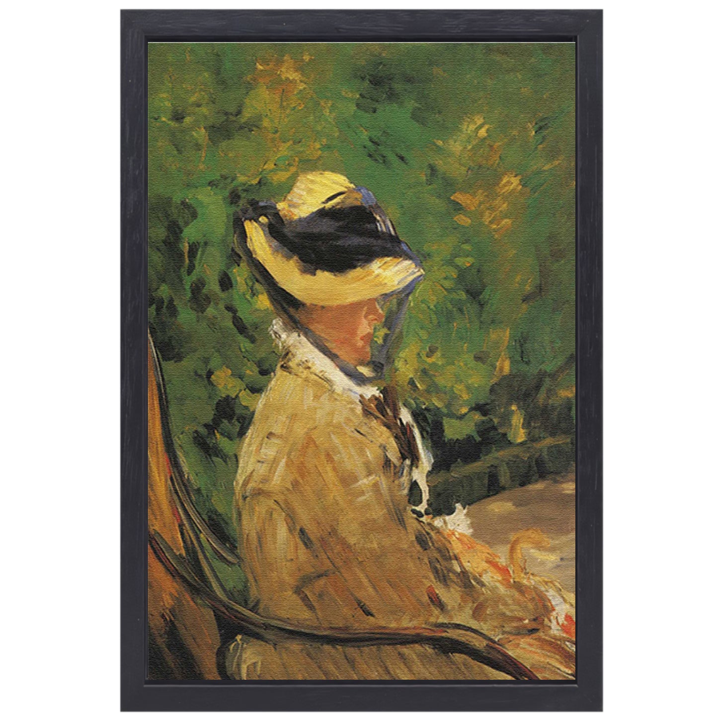 Mevrouw Édouard Manet in de Bellevue-tuin - Édouard Manet canvas met baklijst