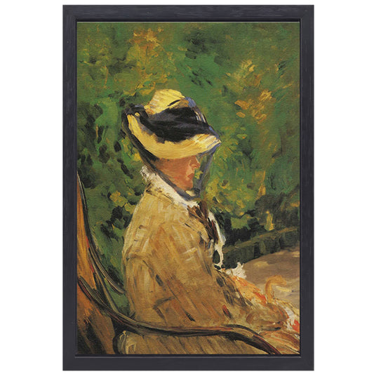 Mevrouw Édouard Manet in de Bellevue-tuin - Édouard Manet canvas met baklijst