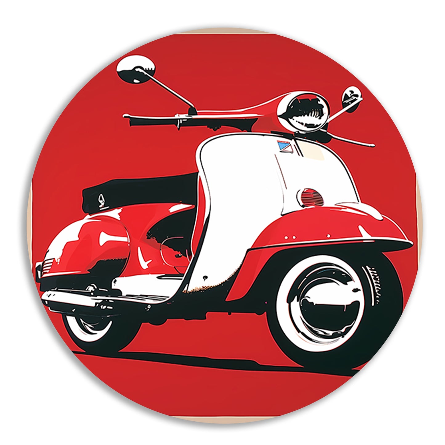 Popart Print Rode Italiaanse Scooter forex muurcirkel