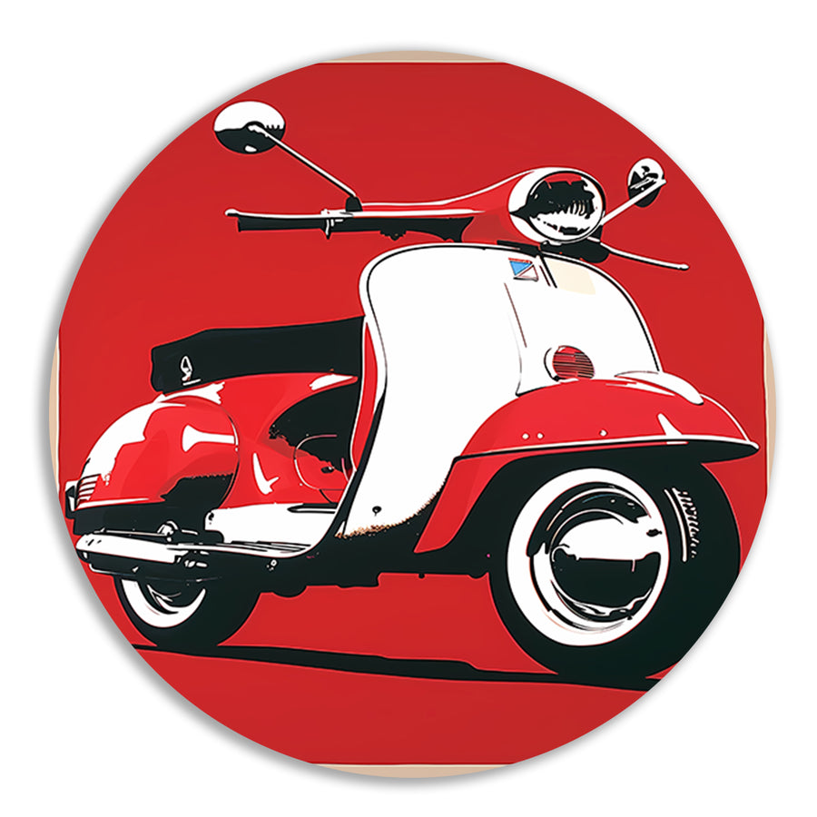 Popart Print Rode Italiaanse Scooter forex muurcirkel