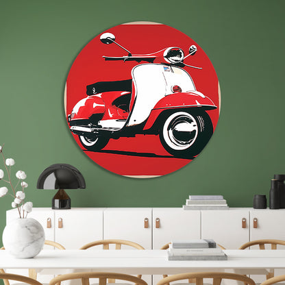 Popart Print Rode Italiaanse Scooter forex muurcirkel