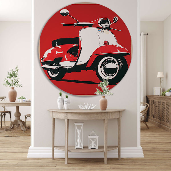 Popart Print Rode Italiaanse Scooter forex muurcirkel