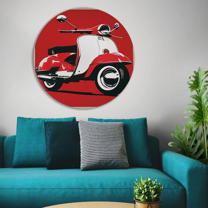 Popart Print Rode Italiaanse Scooter forex muurcirkel