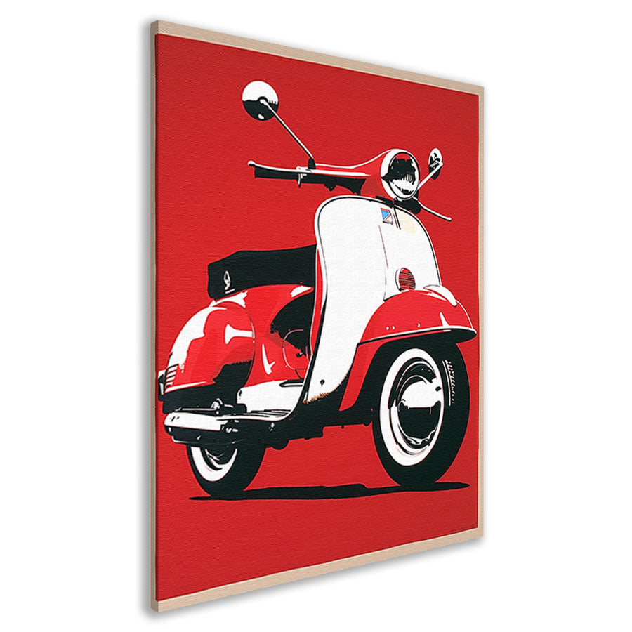 Popart Print Rode Italiaanse Scooter canvas