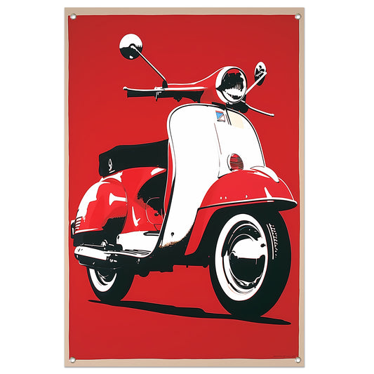 Popart Print Rode Italiaanse Scooter tuinposter