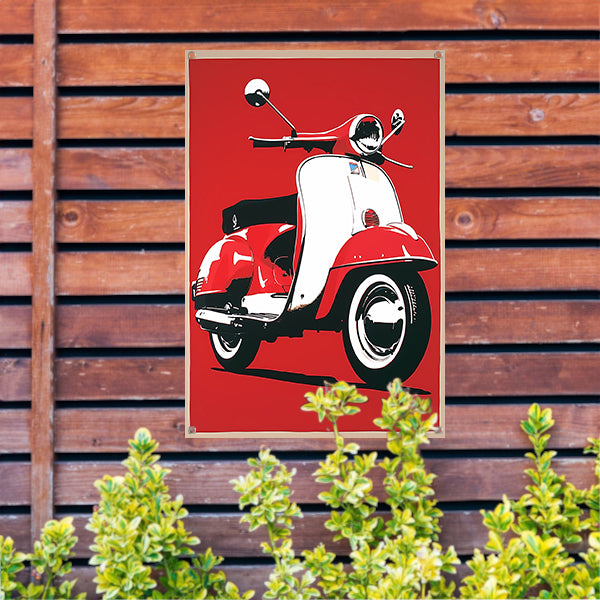 Popart Print Rode Italiaanse Scooter tuinposter
