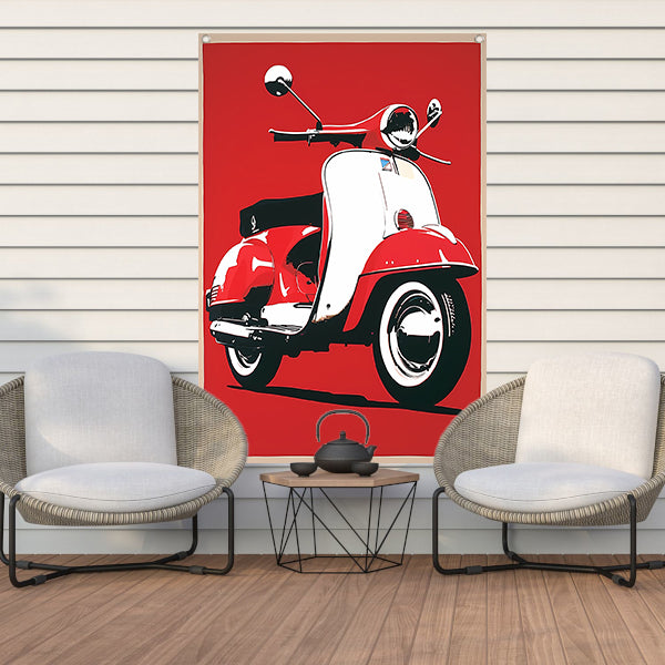 Popart Print Rode Italiaanse Scooter tuinposter