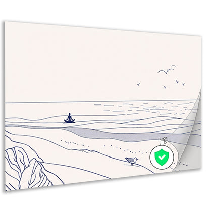 Meditatie bij de zee met vogel poster