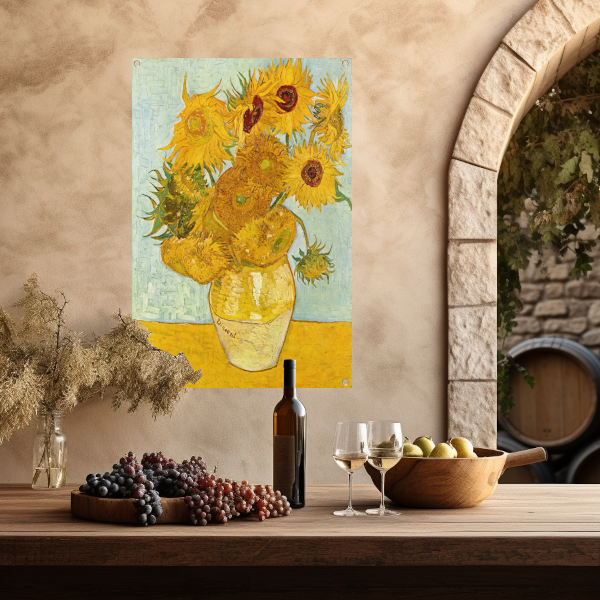 Vaas met twaalf zonnebloemen - Vincent van Gogh tuinposter