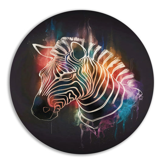 Kleurrijke Zebra in Abstracte Stijl aluminium muurcirkel