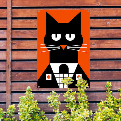 Minimalistisch Zwarte Kat in Smoking Kunstprint tuinposter