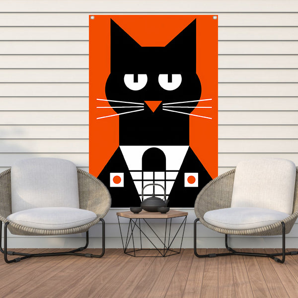 Minimalistisch Zwarte Kat in Smoking Kunstprint tuinposter