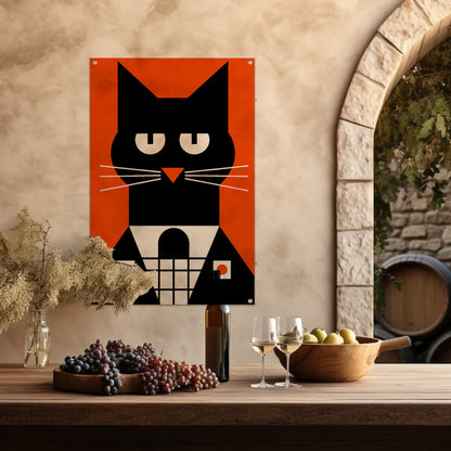 Minimalistisch Zwarte Kat in Smoking Kunstprint tuinposter