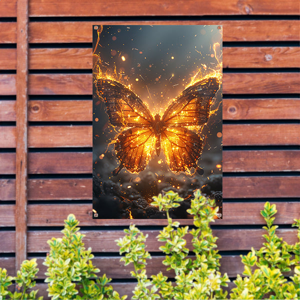 Vurige Vlinder Dansend in de Nacht tuinposter