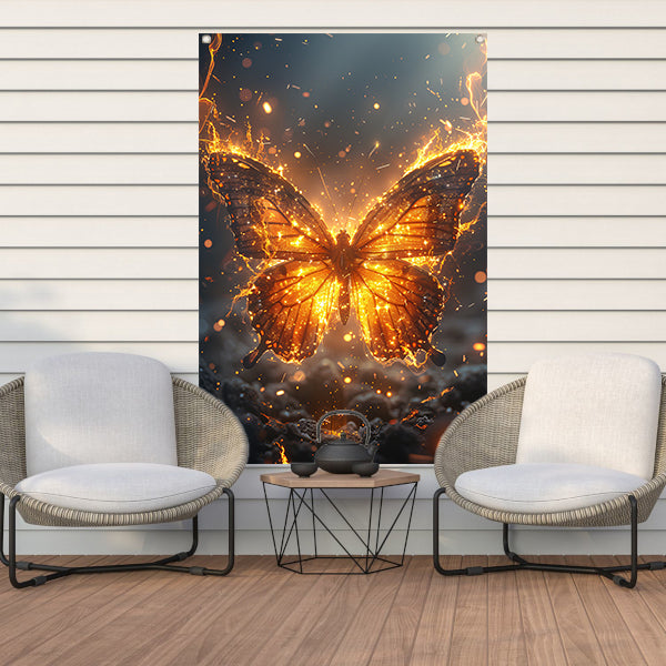 Vurige Vlinder Dansend in de Nacht tuinposter