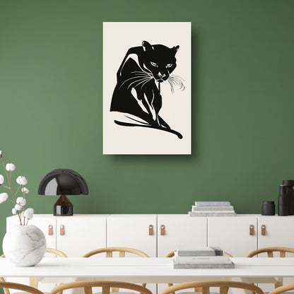 Minimalistisch kunstwerk van een zwarte panter poster