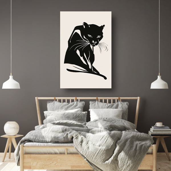 Minimalistisch kunstwerk van een zwarte panter poster