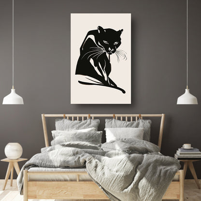 Minimalistisch kunstwerk van een zwarte panter poster