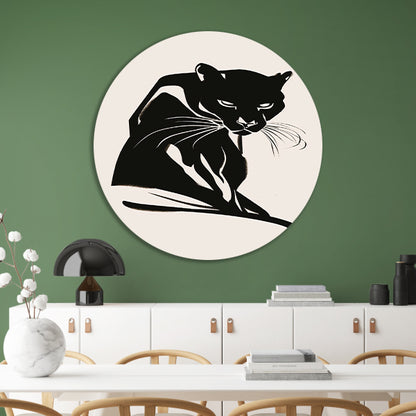 Minimalistisch kunstwerk van een zwarte panter forex muurcirkel